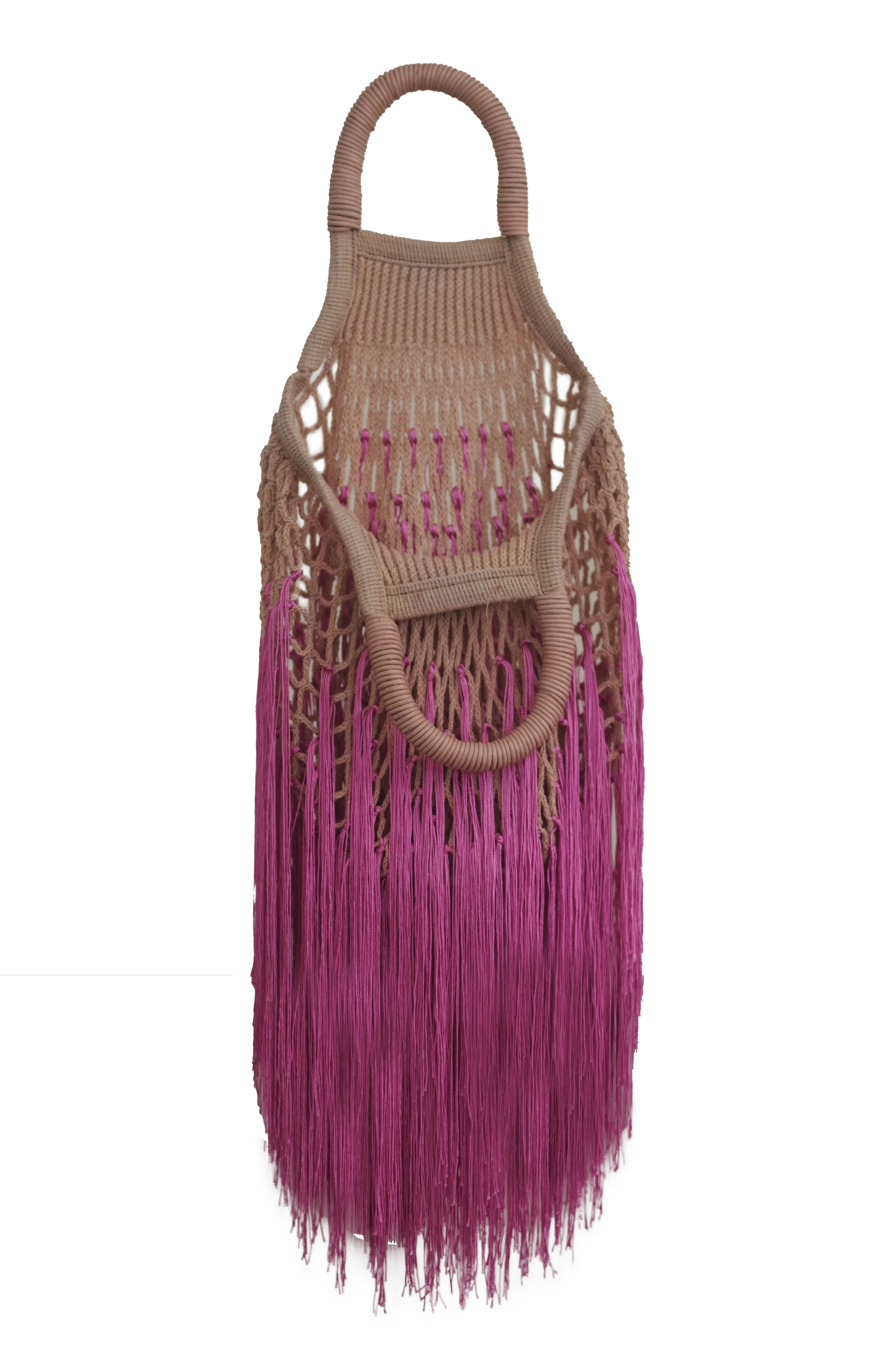 Mini Fringe Top Handle Bag, Alternate, color, PETAL