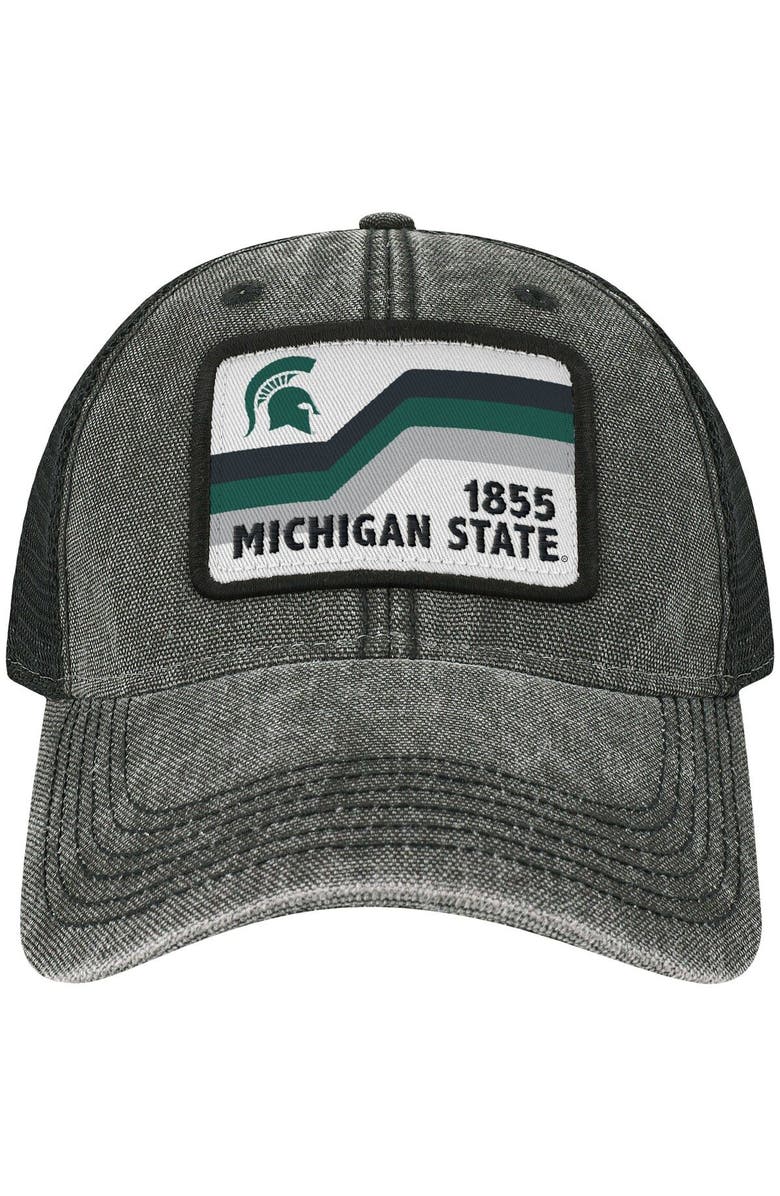 LEGACY ATHLETIC Men's Black Michigan State Spartans Sun & Bars Dashboard Trucker Snapback Hat, Alternate, color, Black