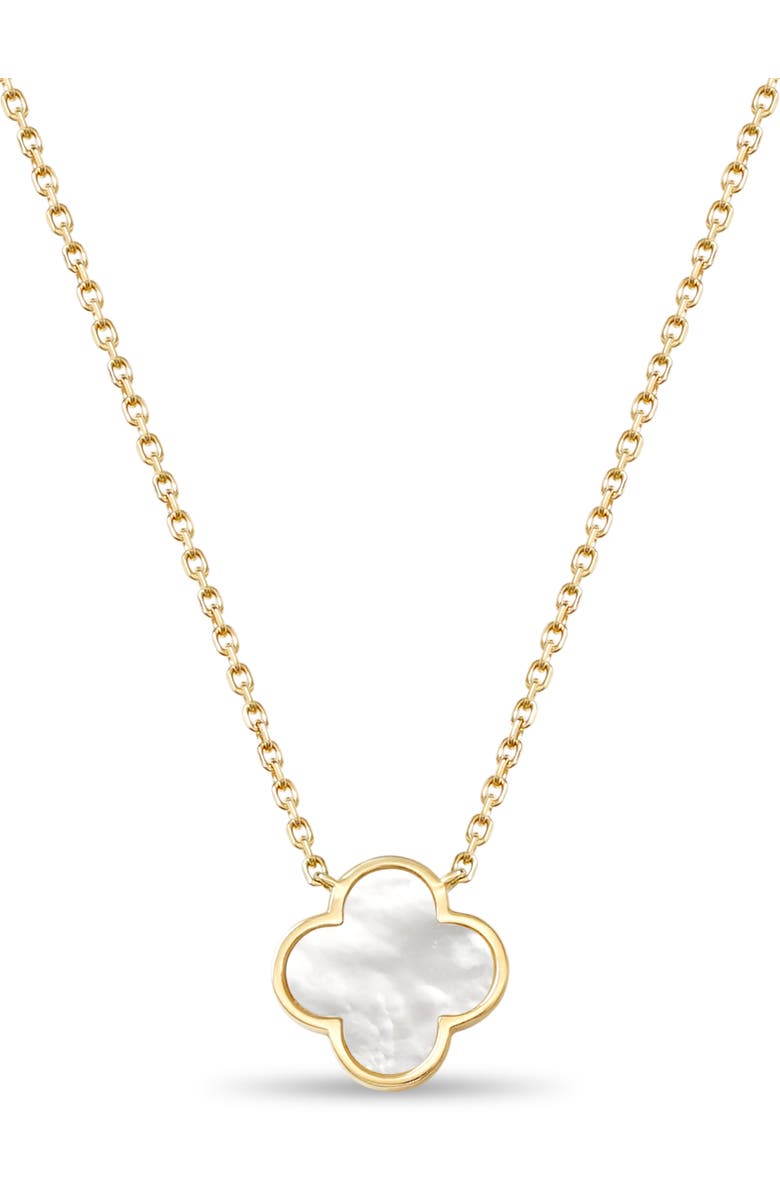 DEVATA Mother of Pearl Clover Chain Necklace in 14K Gold, 14mm, Main, color, Yellow Gold