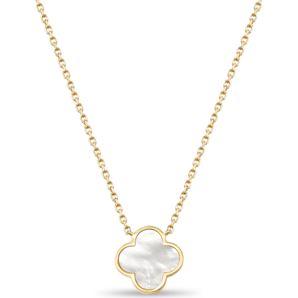 Devata Mother Of Pearl Clover Chain Necklace In Gold