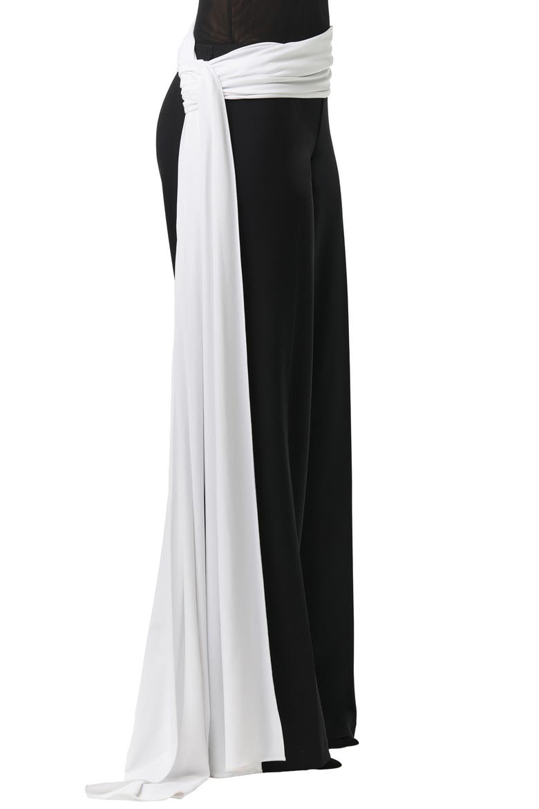 Straight Leg Pants with Sash, Alternate, color, BLACK/WHITE