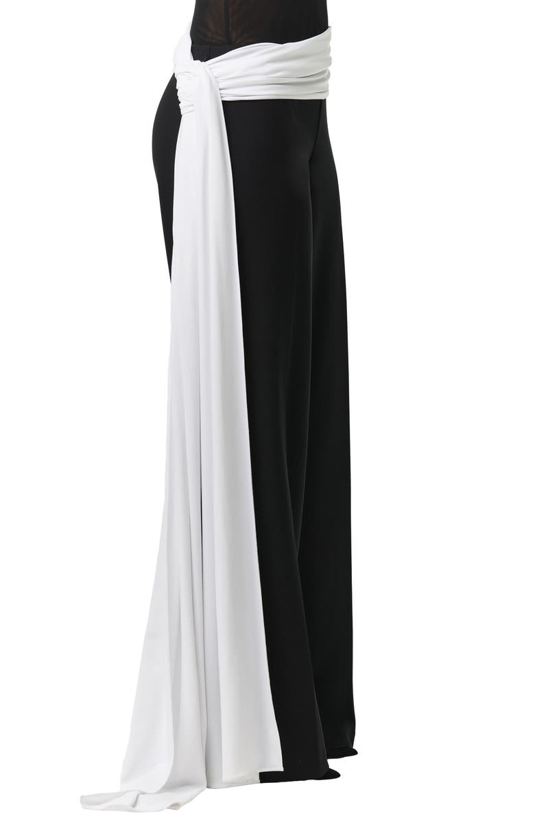Naked Wardrobe Straight Leg Pants with Sash, Alternate, color, Black/White