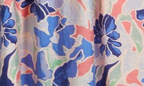 Caslonr Caslon(r) Twist Detail Allover Print Midi Dress In Coral- Blue Copa Floral