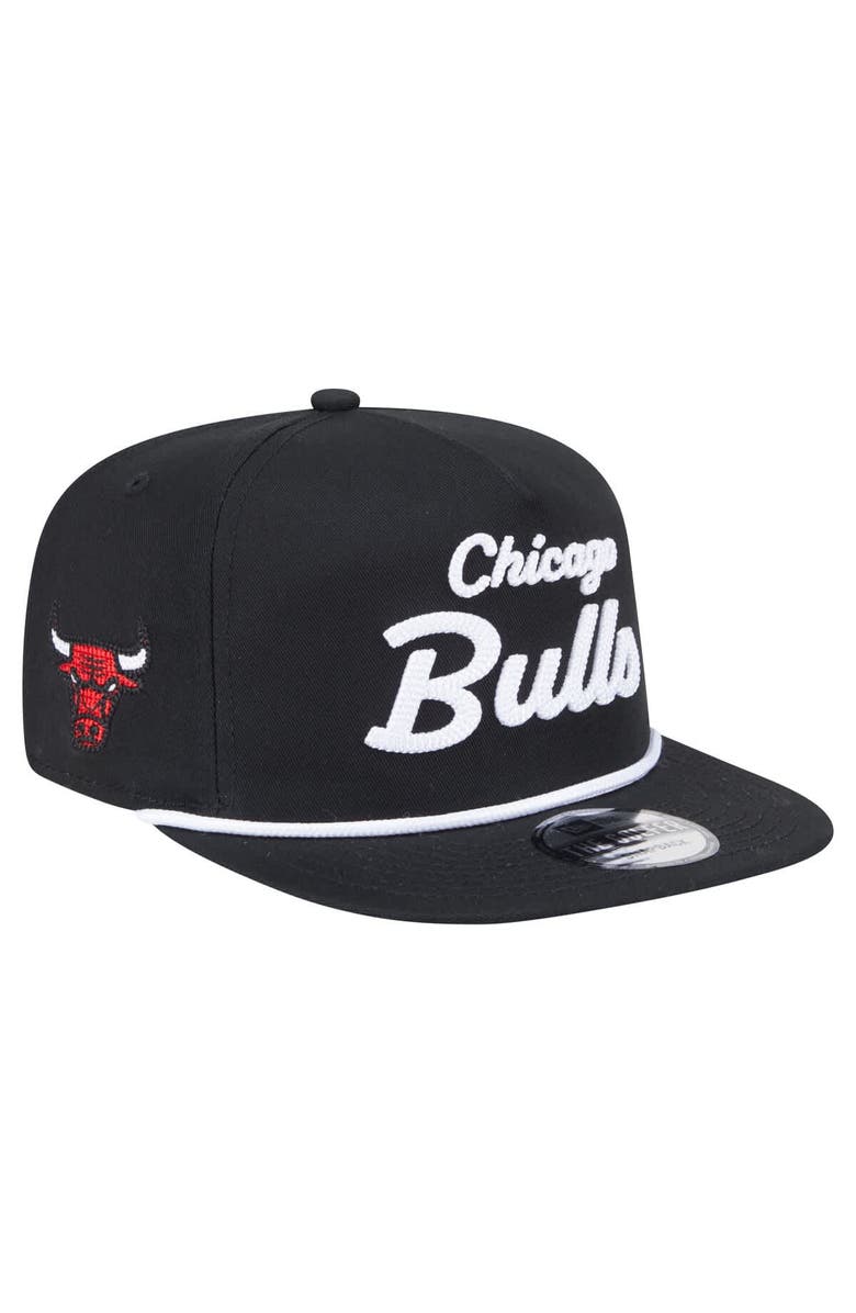 New Era Men's New Era Black Chicago Bulls Team Text Golfer Snapback Hat, Main, color, 