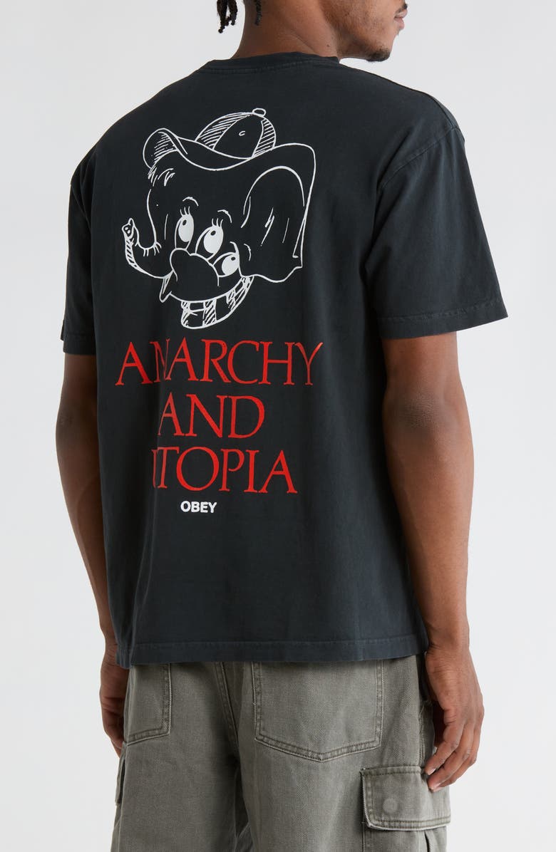 Obey Anarchy & Utopia Graphic T-Shirt, Alternate, color, Pigment True Vintage Black