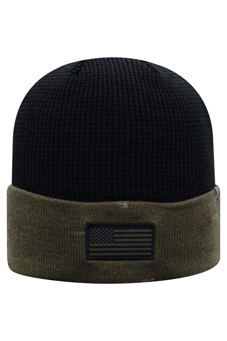 Men's Top of the World Olive/Black Nebraska Huskers OHT Military Appreciation Skully Cuffed Knit Hat, Alternate, color, Olive