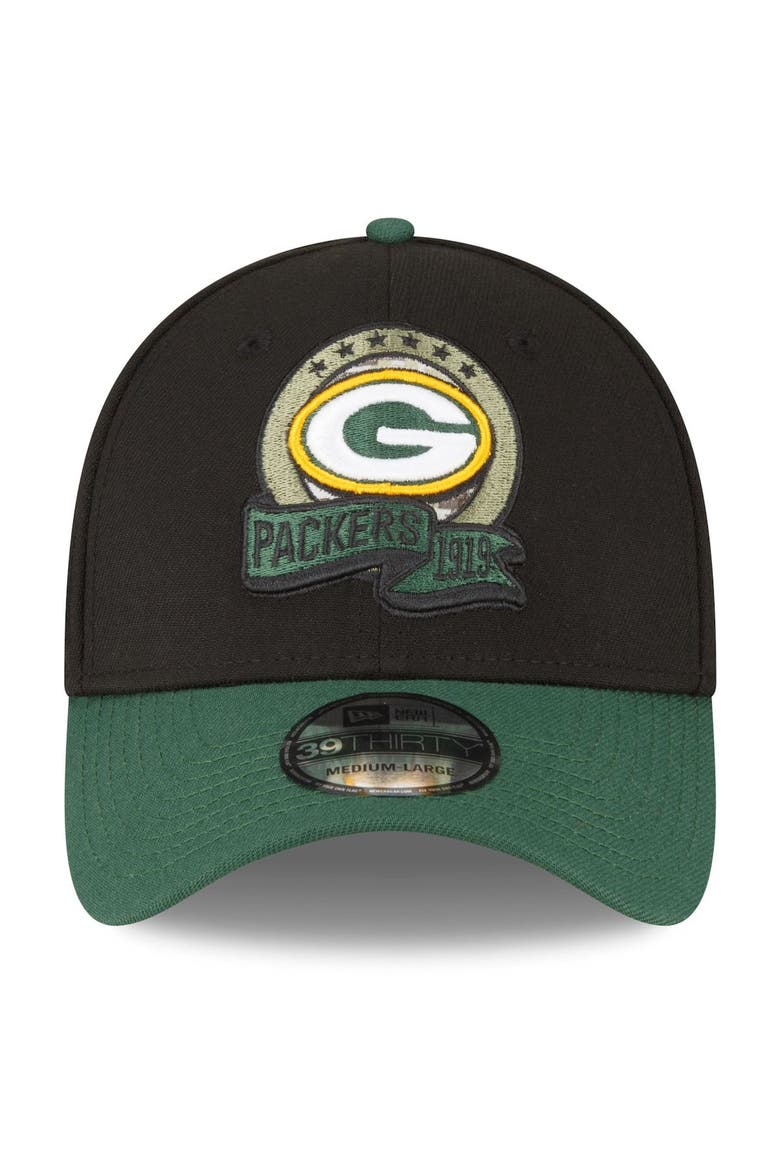 Men's New Era Black Green Bay Packers 2022 Salute To Service 39THIRTY Flex Hat, Alternate, color, Black