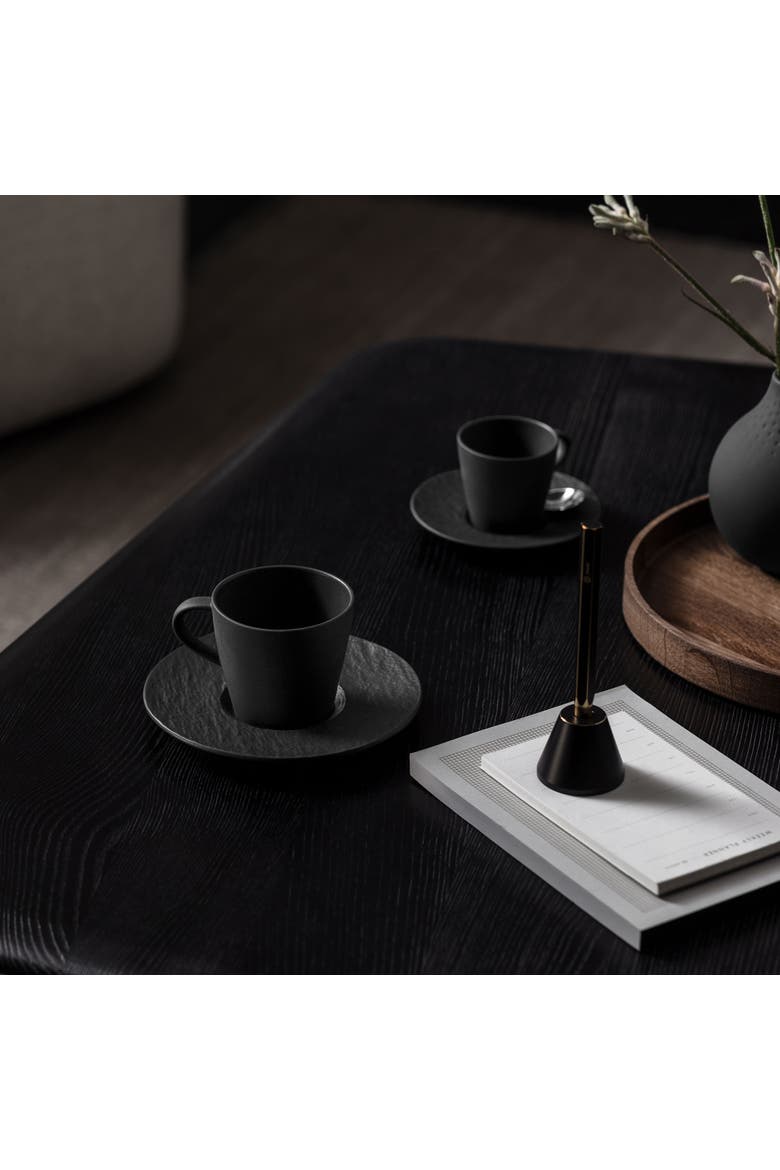 Manufacture Rock Coffee Cup Saucer, Alternate, color, black