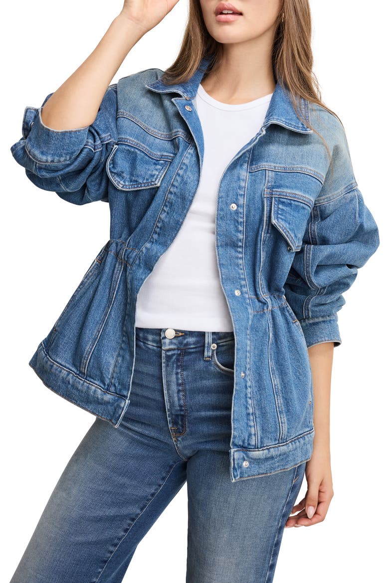 Barrel Sleeve Denim Jacket, Main, color, INDIGO912