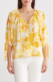 Renee C Floral Puff Sleeve Blouse