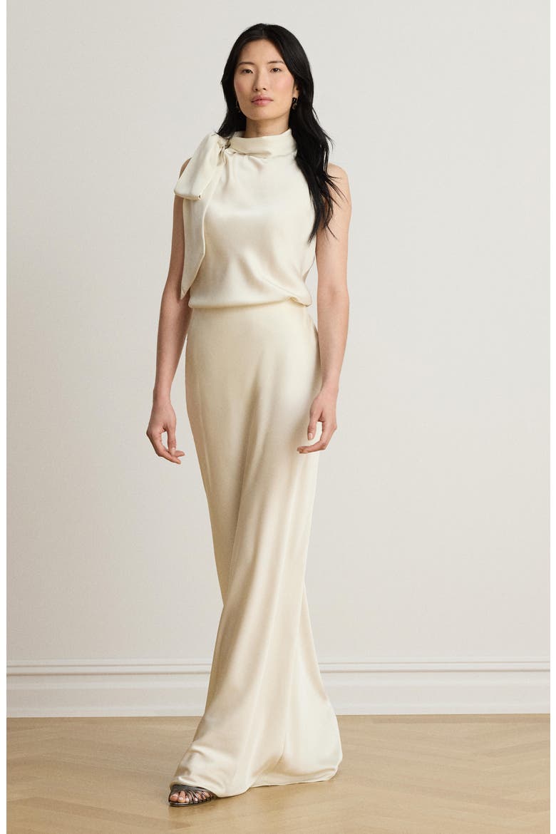 Satin Charmeuse Maxi Skirt, Alternate, color, WINTER CREAM