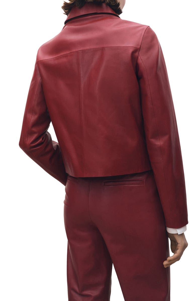 MANGO Button-Up Leather Jacket, Alternate, color, 