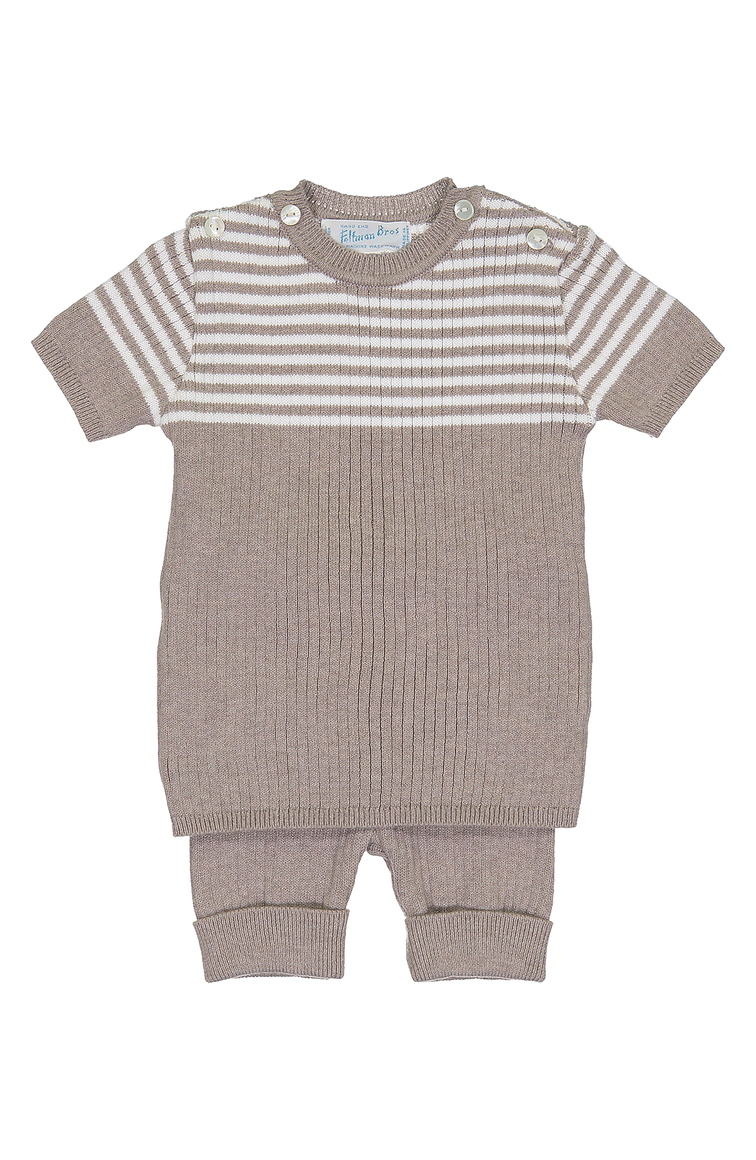 Feltman Brothers Knit Sweater & Shorts Set in Heather Tan 