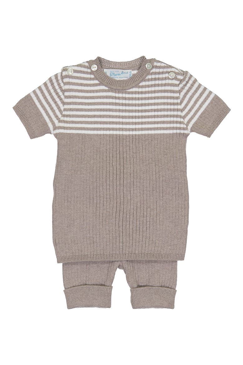 Knit Sweater & Shorts Set, Main, color, HEATHER TAN
