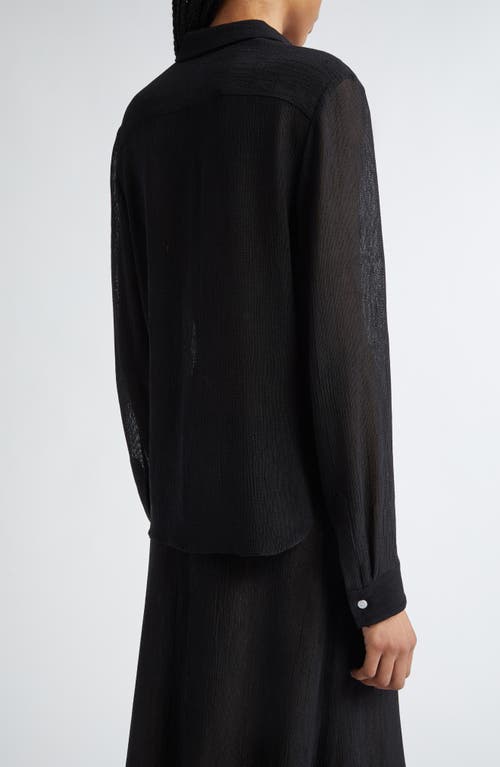 Partow Edie Semisheer Mesh Button-up Shirt In Black