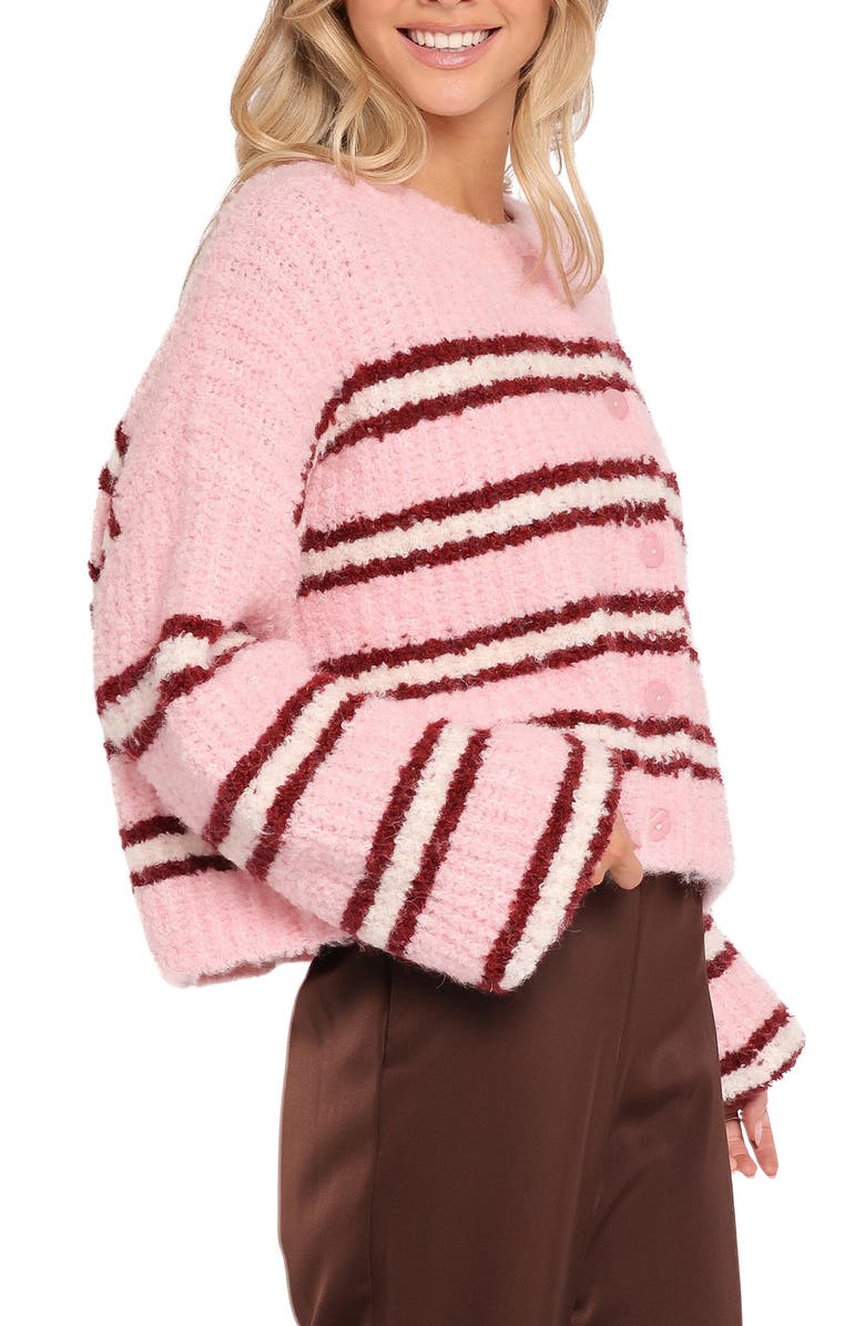 Petal & Pup Albertine Bouclé Crop Cardigan, Alternate, color, Pink Stripe