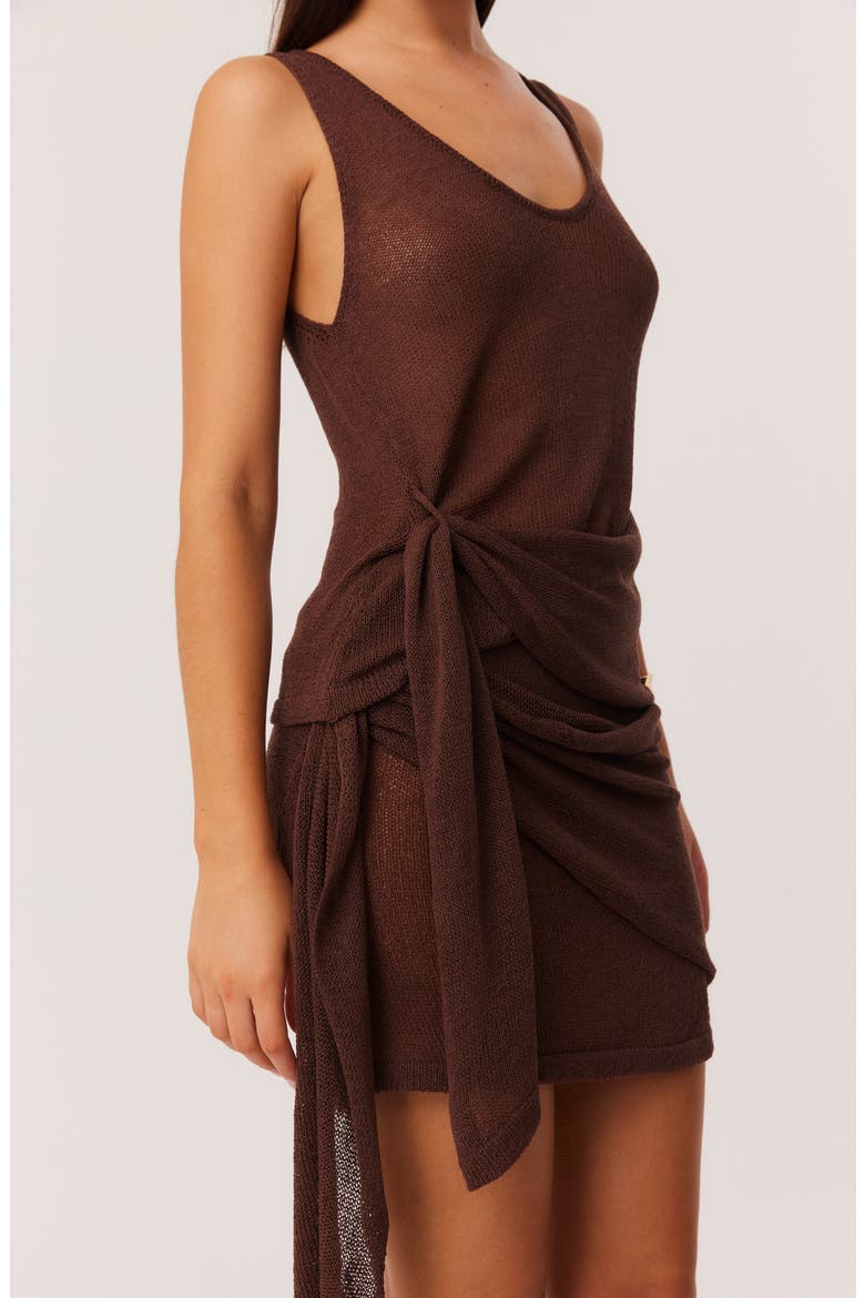 Mindy Semi Sheer Side Wrap Tank, Alternate, color, CHOCOLATE