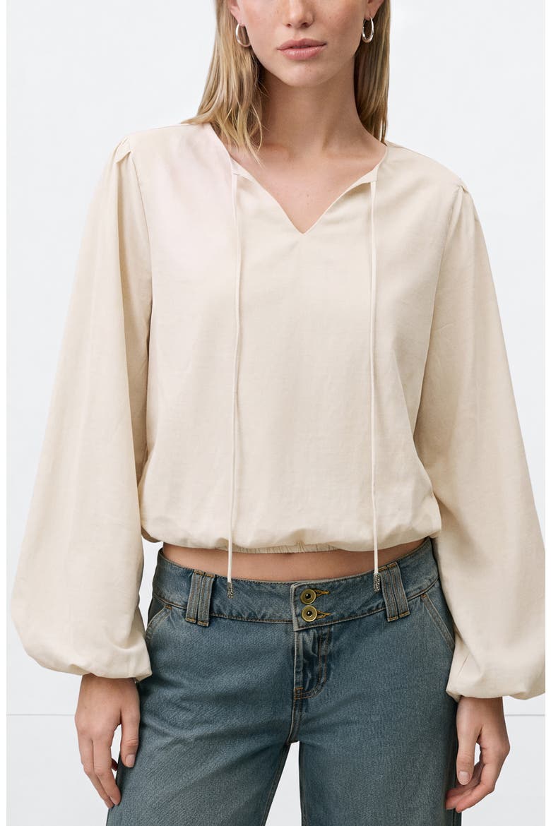 Chiffon Bow Blouse, Main, color, BEIGE