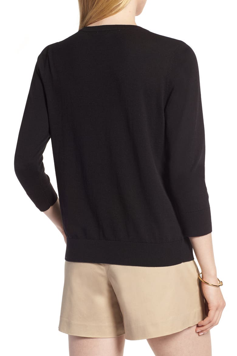 Cotton Blend Cardigan, Alternate, color, BLACK