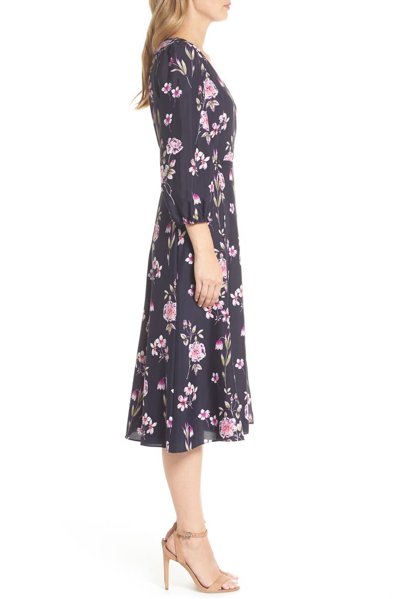 Floral Print Wrap Dress, Alternate, color, NAVY