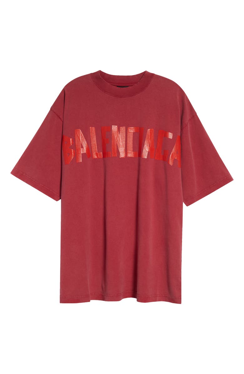 Balenciaga Medium Fit Tape Type Logo Graphic T-Shirt, Alternate, color, Raspberry