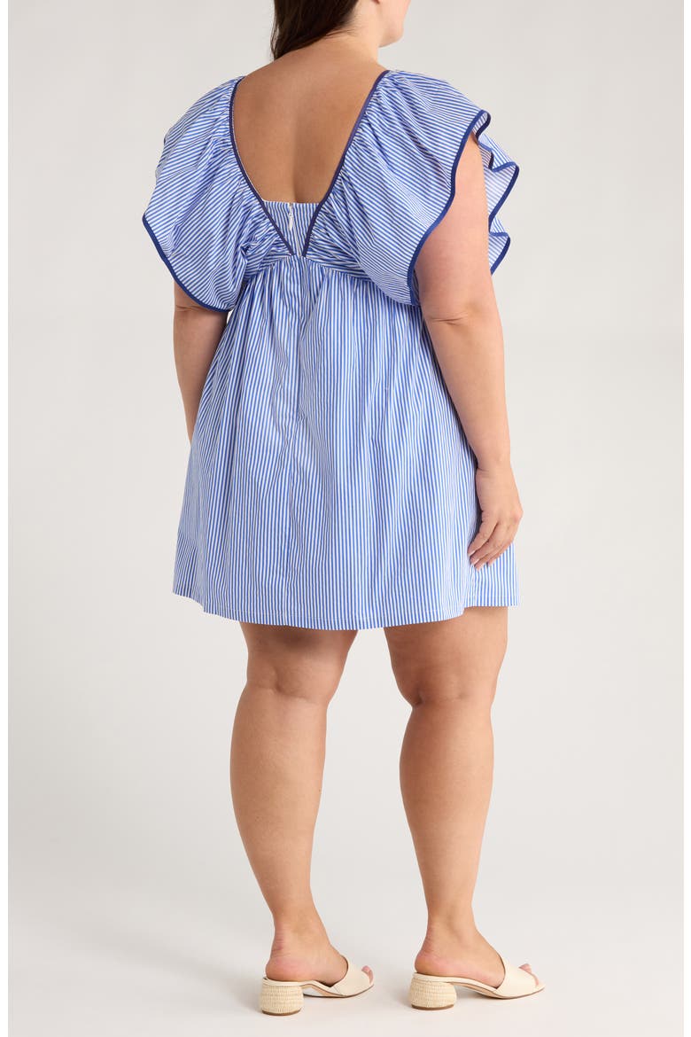 Sherah Striped Cotton Babydoll Minidress, Alternate, color, BLUE/ WHITE