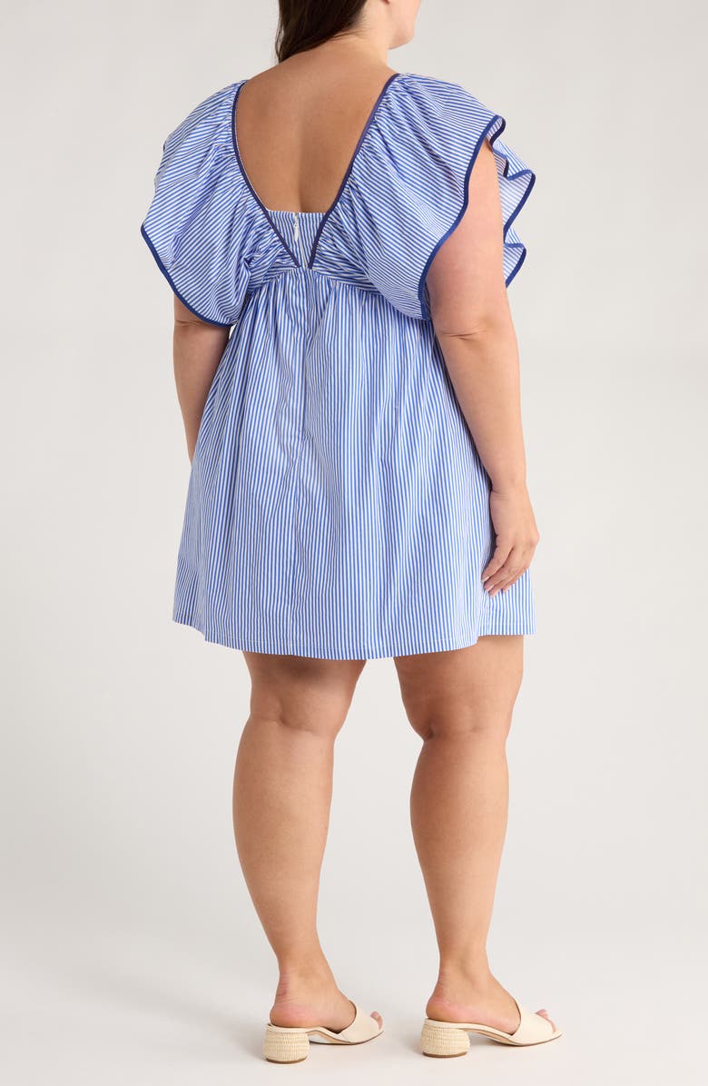 SUGARLIPS Sherah Striped Cotton Babydoll Minidress, Alternate, color, Blue/ White