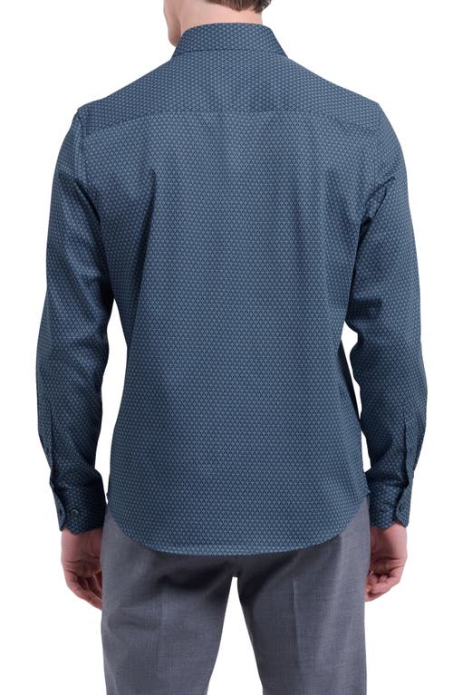 Bugatchi Julian Shaped Fit Shell Print Stretch Cotton Button-up Shirt In Blue