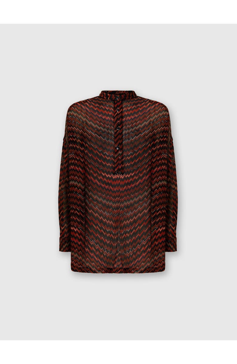Missoni Blouse With Mandarin Collar And Zigzag Pattern, Main, color, Black & Brown