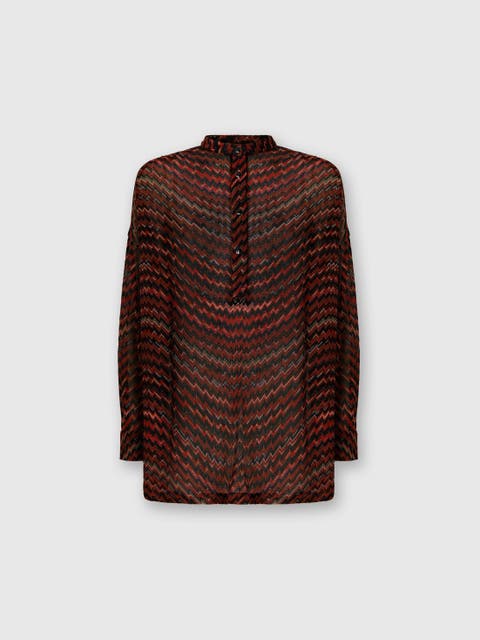 Blouse With Mandarin Collar And Zigzag Pattern