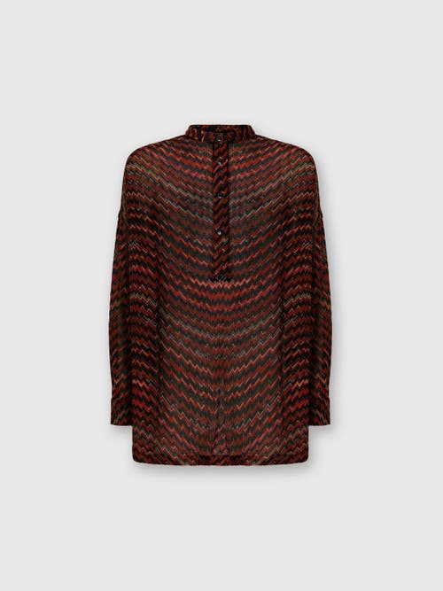 Missoni Blouse With Mandarin Collar And Zigzag Pattern In Brown