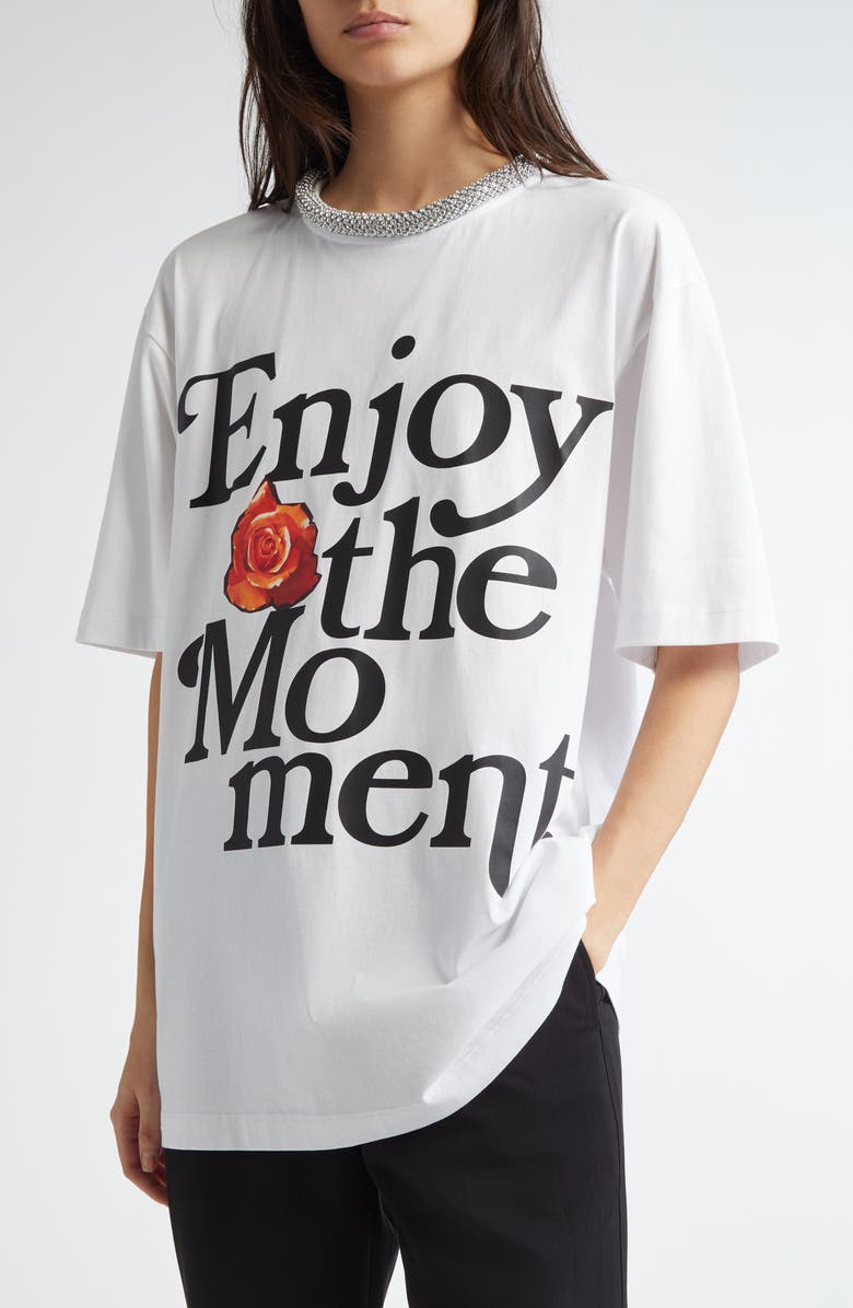 3.1 Phillip Lim Enjoy the Moment Crystal Embellished T-Shirt, Alternate, color, 