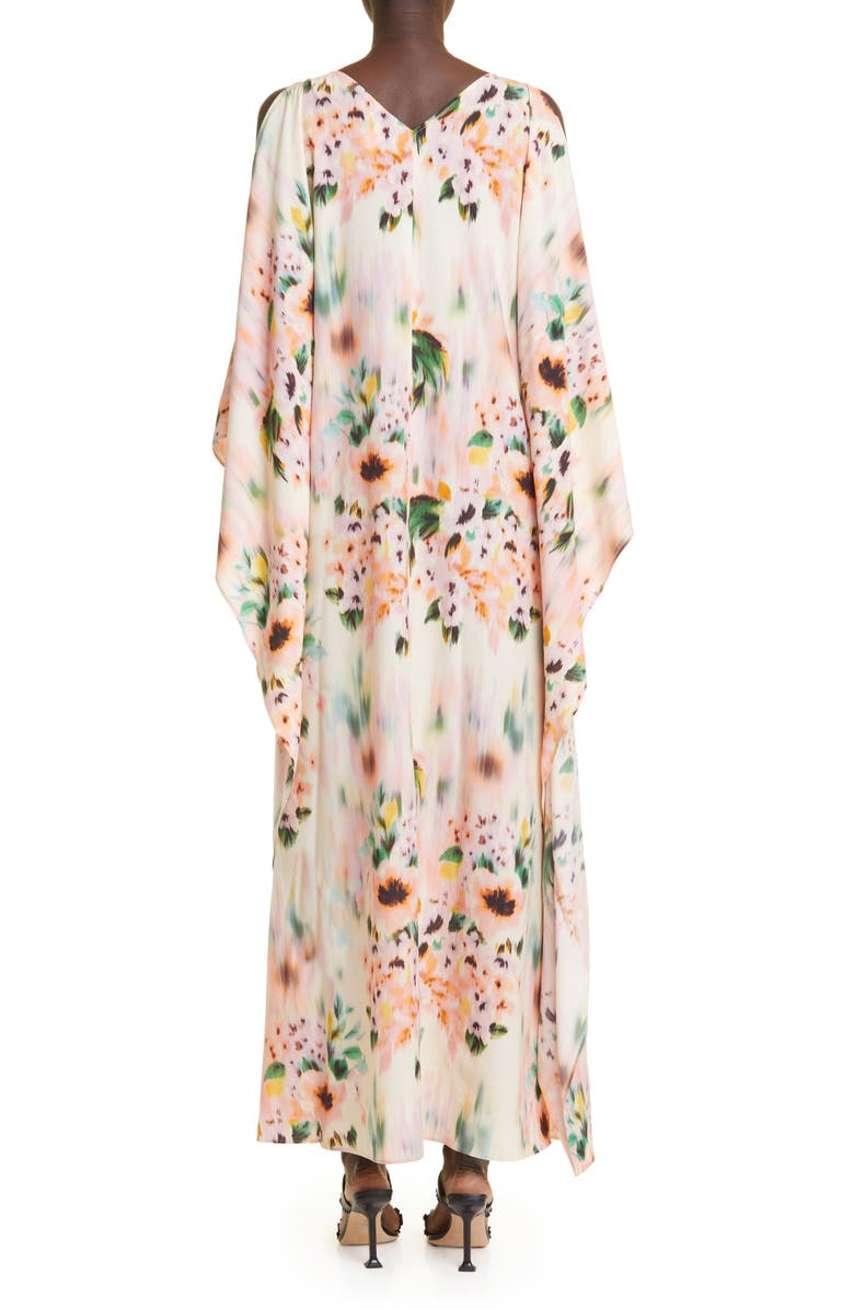 St. John Evening Blurred Floral Print Silk Blend Caftan, Alternate, color, 