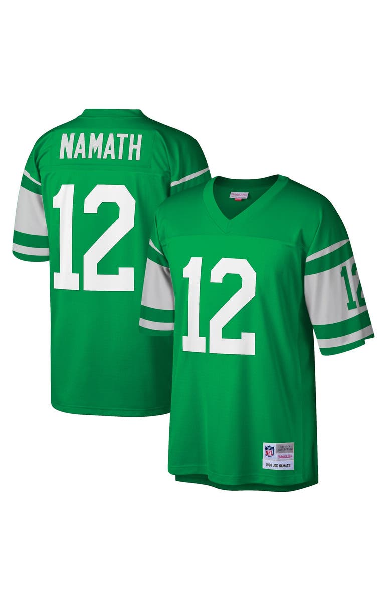 Mitchell & Ness Men's Mitchell & Ness Joe Namath Green New York Jets Big & Tall 1968 Retired Player Replica Jersey, Main, color, Green