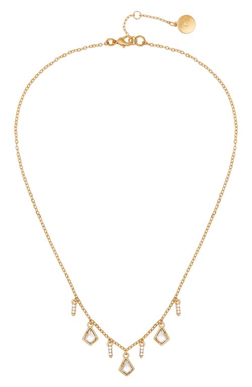 Vince Camuto Crystal Charm Frontal Necklace In Goldtone
