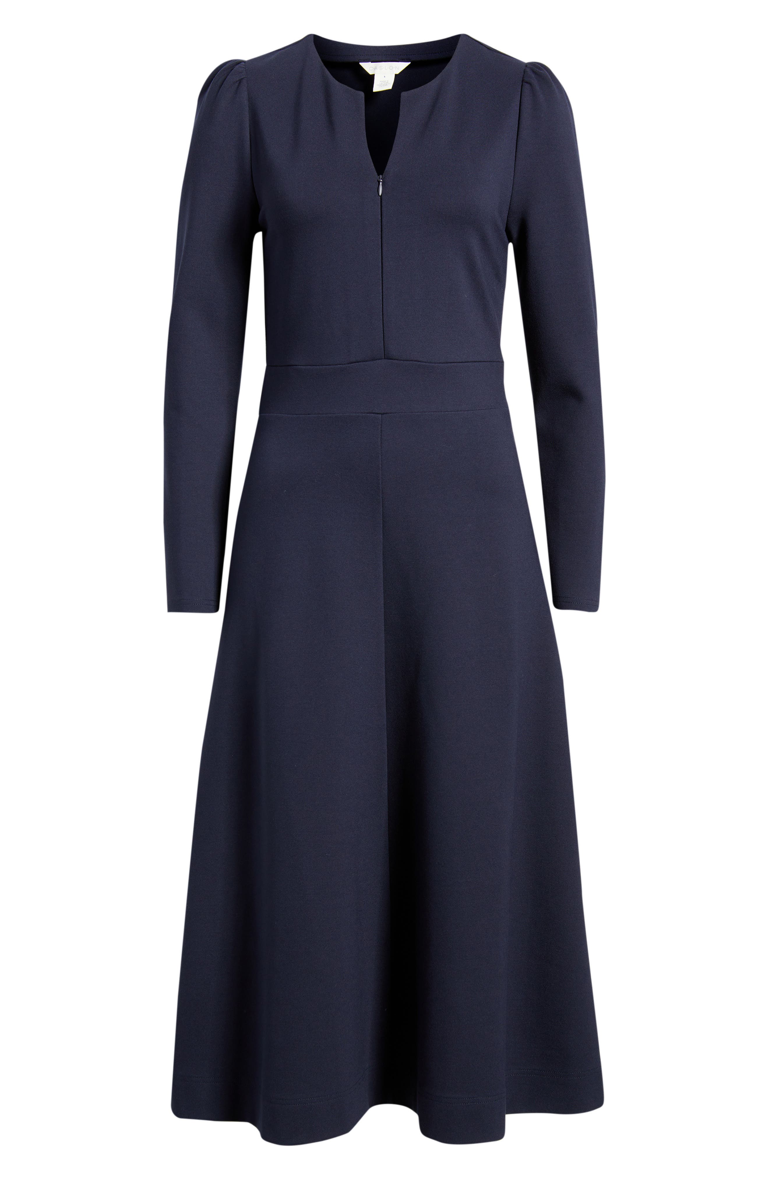 Caslonr Caslon(r) Half-zip Long Sleeve Ponte Midi Dress In Blue
