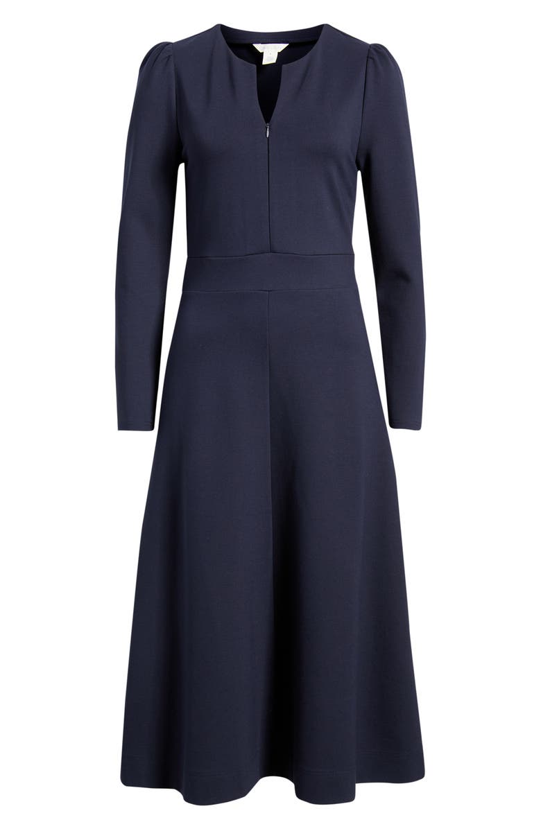 Caslon<sup>®</sup> Half-Zip Long Sleeve Ponte Midi Dress, Alternate, color, Navy Night