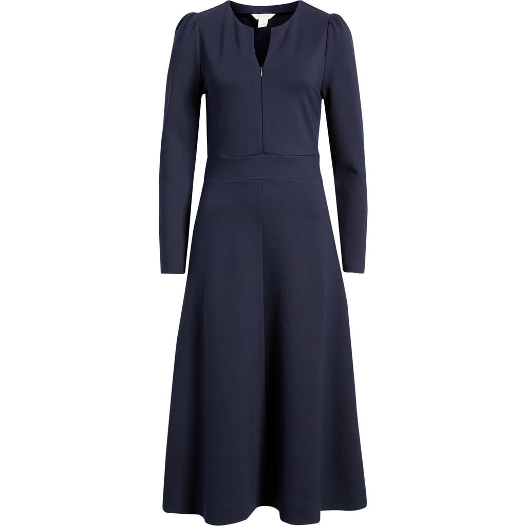 Caslonr Caslon(r) Half-zip Long Sleeve Ponte Midi Dress In Blue