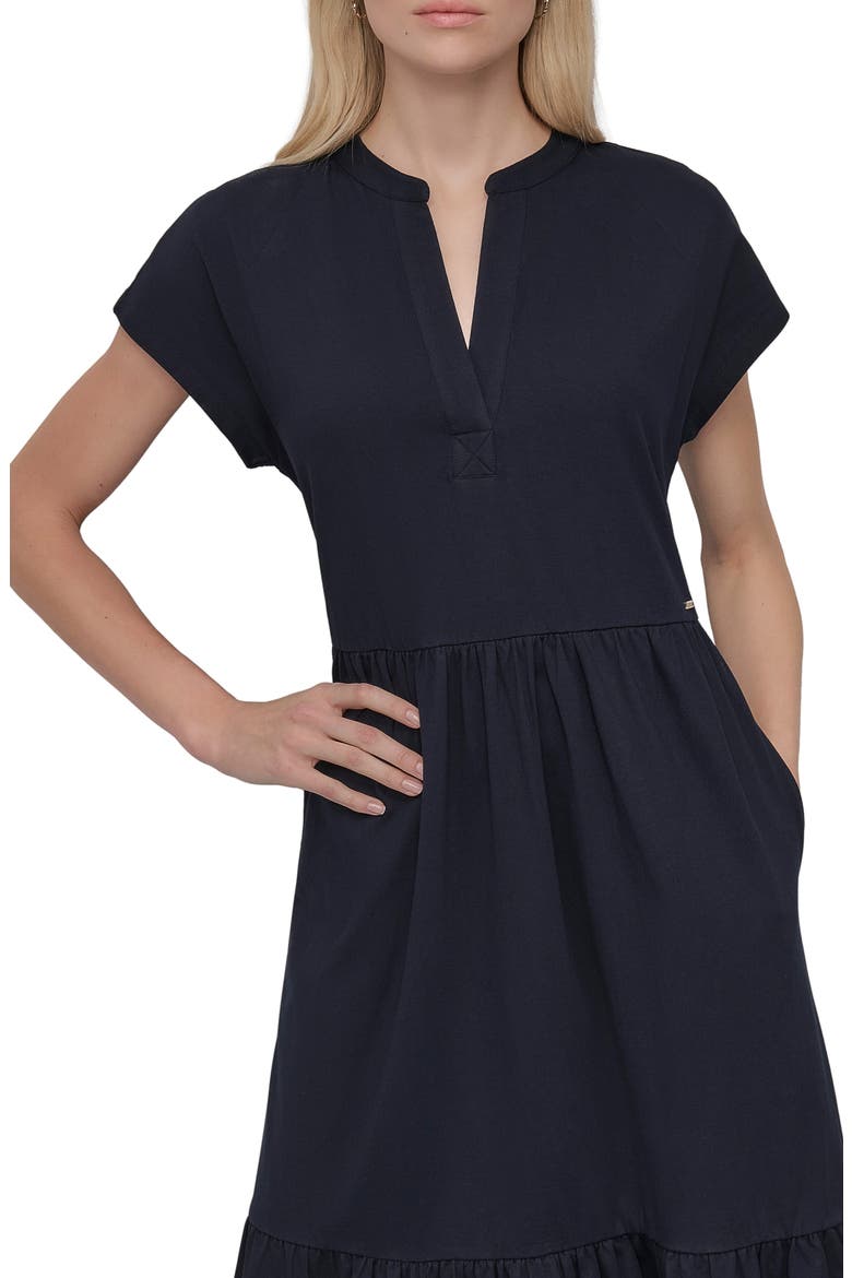 Tiered Stretch Cotton Maxi Dress, Alternate, color, SPRING NAVY