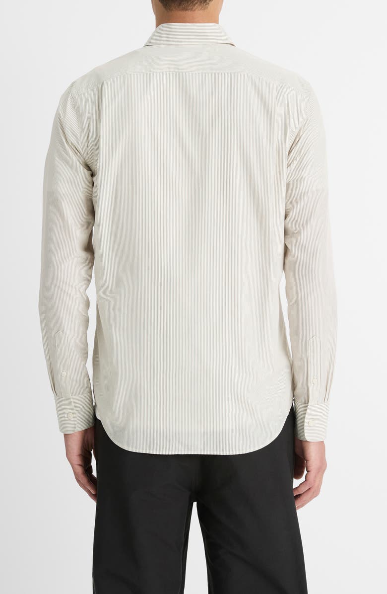 Vince Crafton Pinstripe Cotton & Lyocell Button-Up Shirt, Alternate, color, Classic Cream/ Malbec