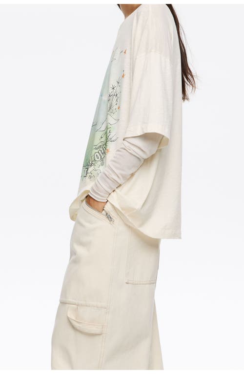 Bimba Y Lola Tulle Sleeve T-shirt In White
