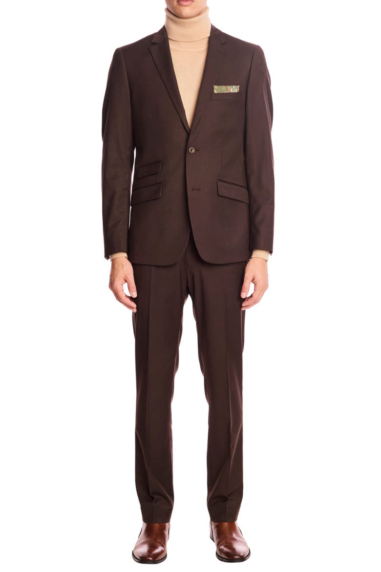 Downing Slim Fit Flat Front Dress Pants, Alternate, color, DARK CHOCOLATE