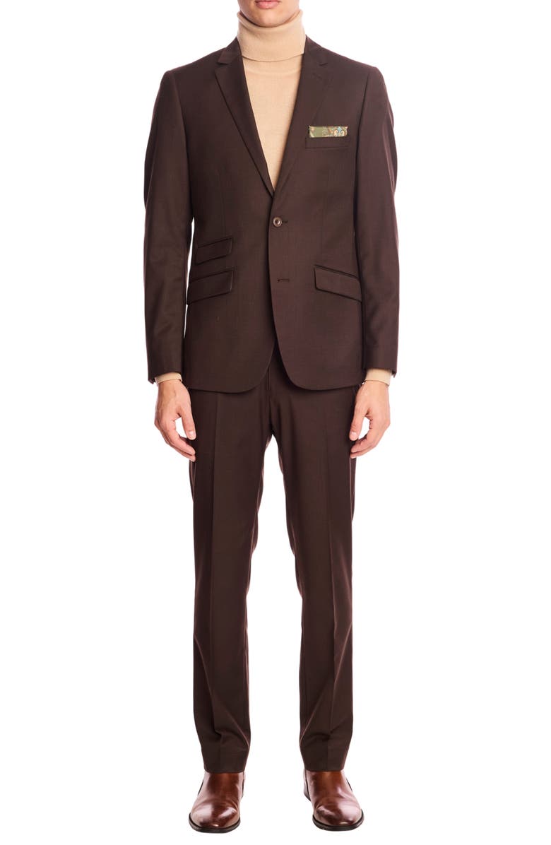 PAISLEY & GRAY Downing Slim Fit Flat Front Dress Pants, Alternate, color, Dark Chocolate