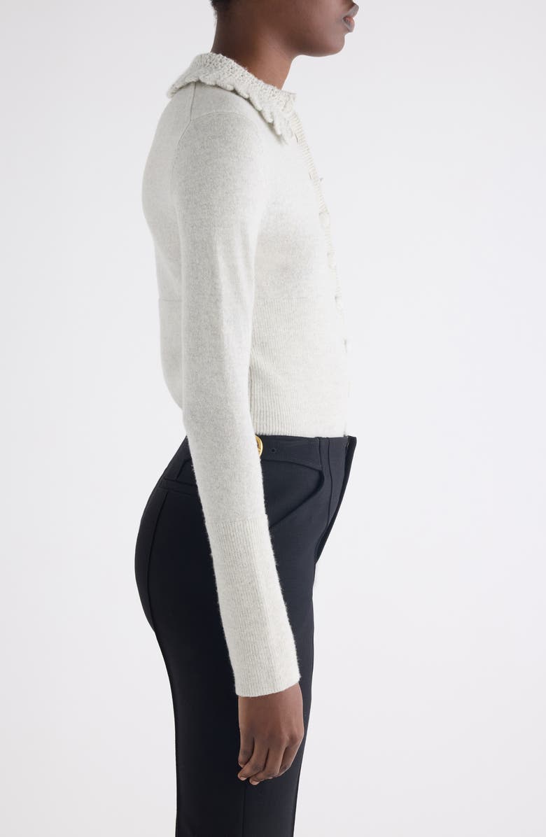 Chloé Crochet Collar Wool Cardigan, Alternate, color, Sweet Grey