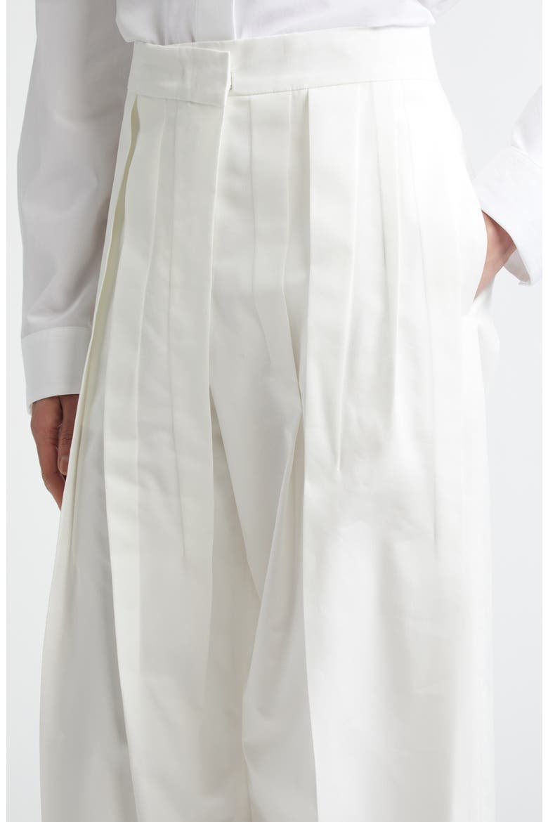 Pleated Cotton & Silk Straight Leg Pants, Alternate, color, LATTE