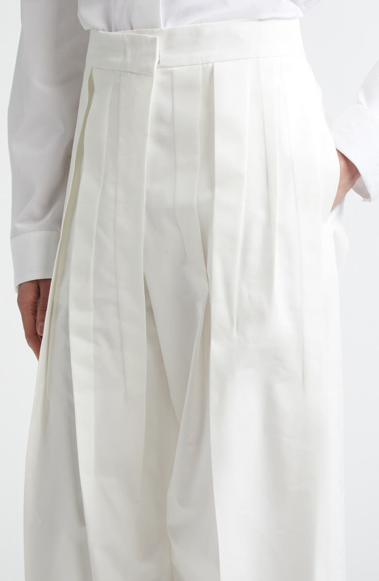 Jil Sander Pleated Cotton & Silk Straight Leg Pants, Alternate, color, Latte