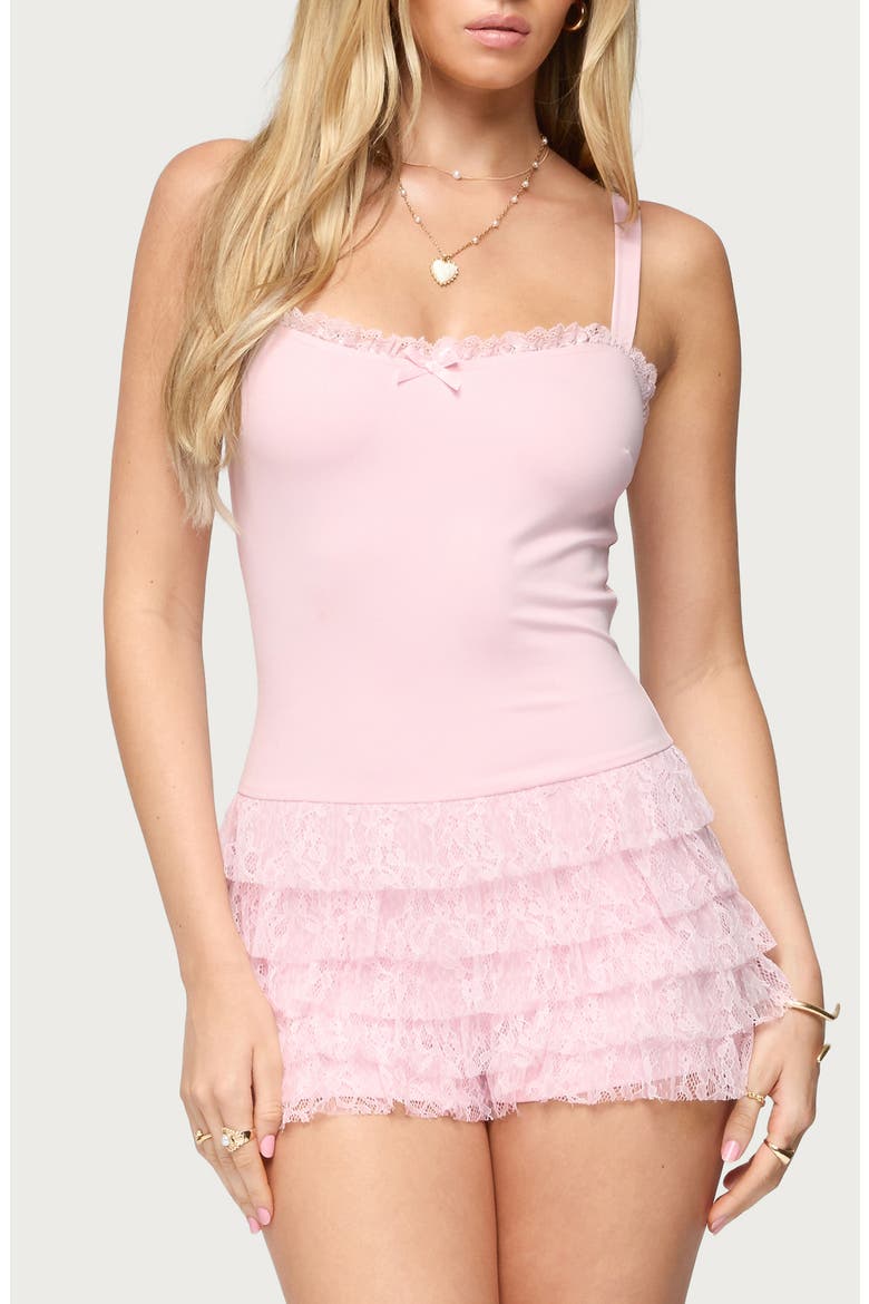 Lacey Ruffle Romper, Main, color, LIGHT-PINK