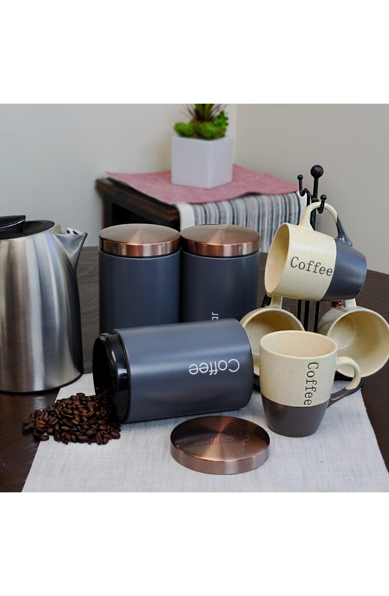 Megachef Essential Kitchen Storage 3 Piece Sugar, Coffee and Tea Canister Set, Alternate, color, Gray