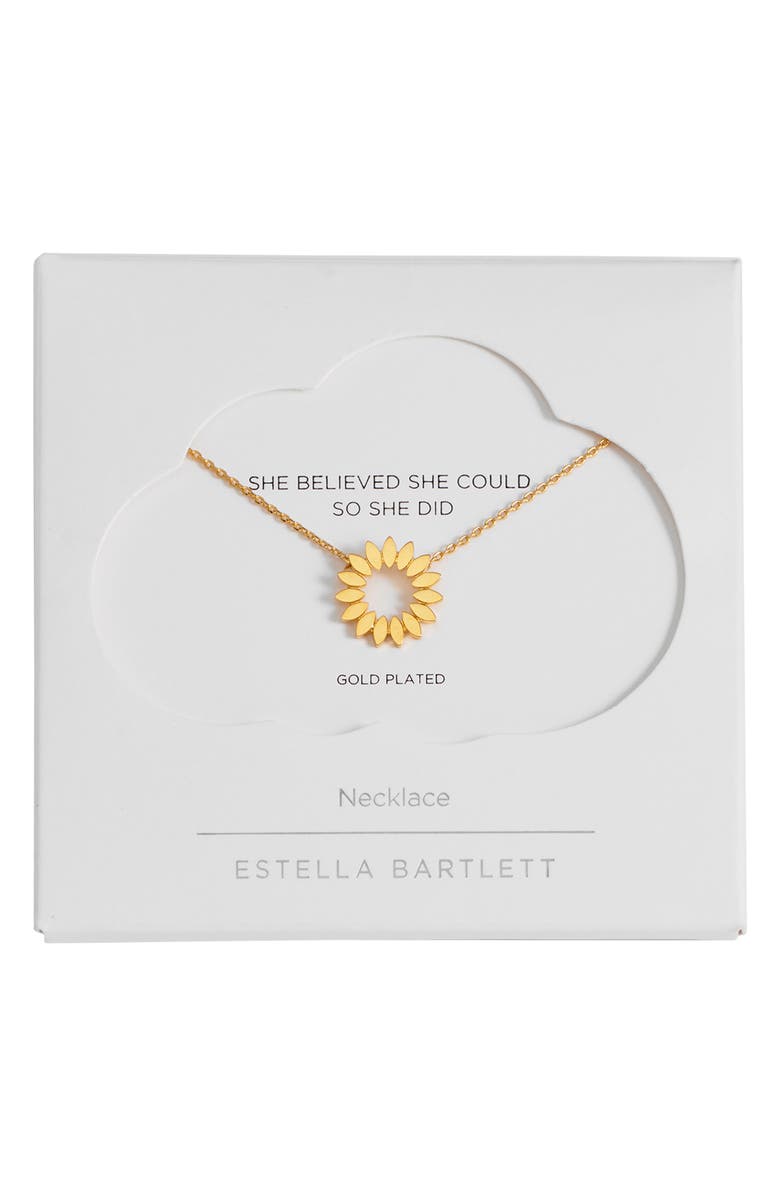 Estella Bartlett Modern Floral Pendant Necklace, Main, color, Gold