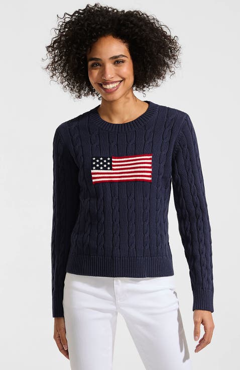 American Flag Drifter Cable Sweater